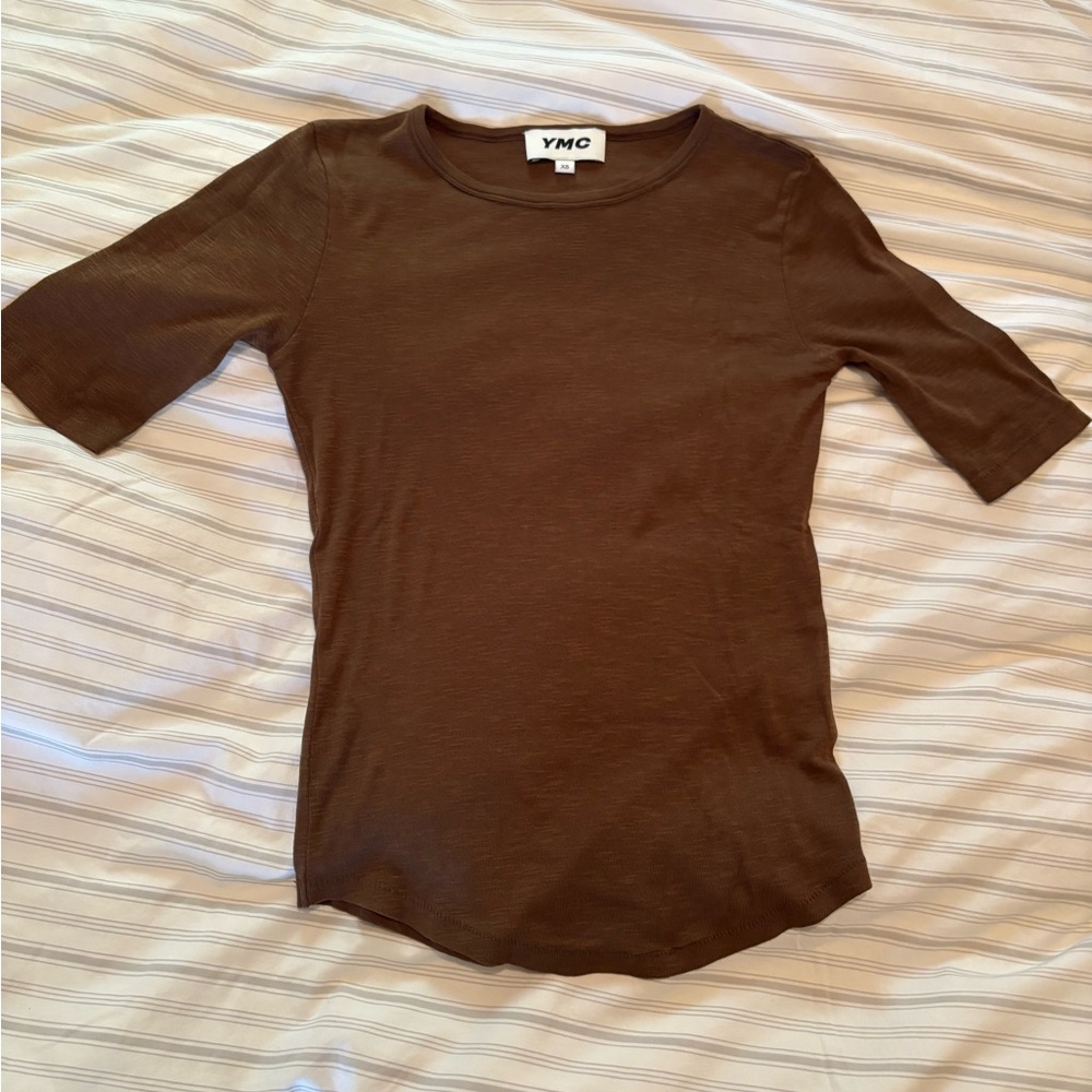 YMC Brown Fitted Short Sleeve T-Shirt